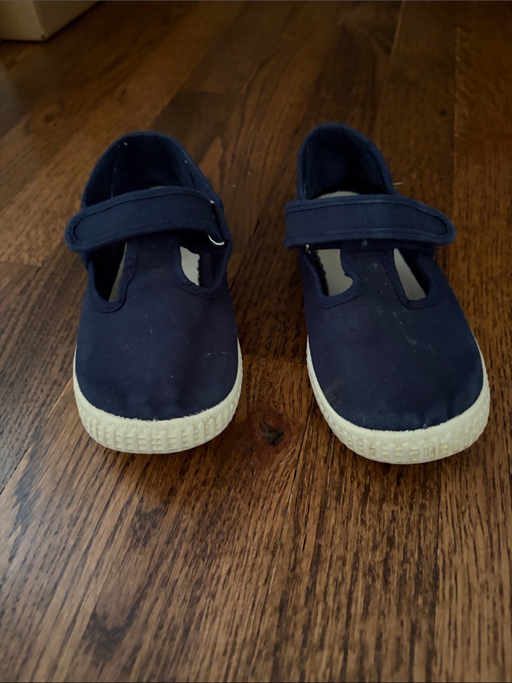 Cienta Navy Canvas Mary Jane with Hook-and-Loop Strap